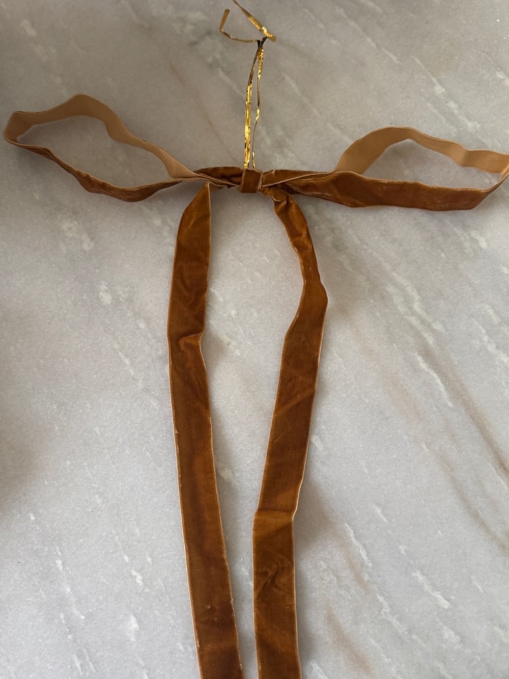 Set of 12 Velvet Long Tail Holiday Bow - Khaki - Picture 2 of 6